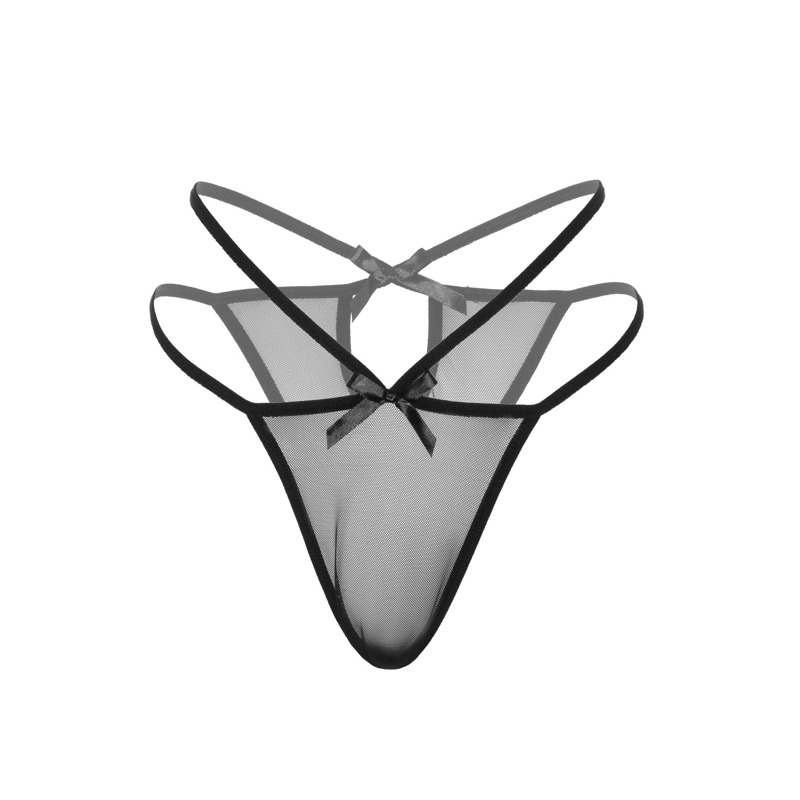 Трусики полупрозрачные с бантиками Daring Intimates Scarlett, черный, S/M