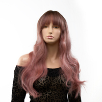 Парик длинный волнистый с челкой Fetish Hair омбре розовый, 65 см