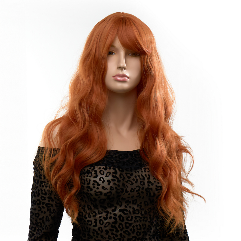 Парик длинный волнистый с челкой Fetish Hair рыжий, 60 см