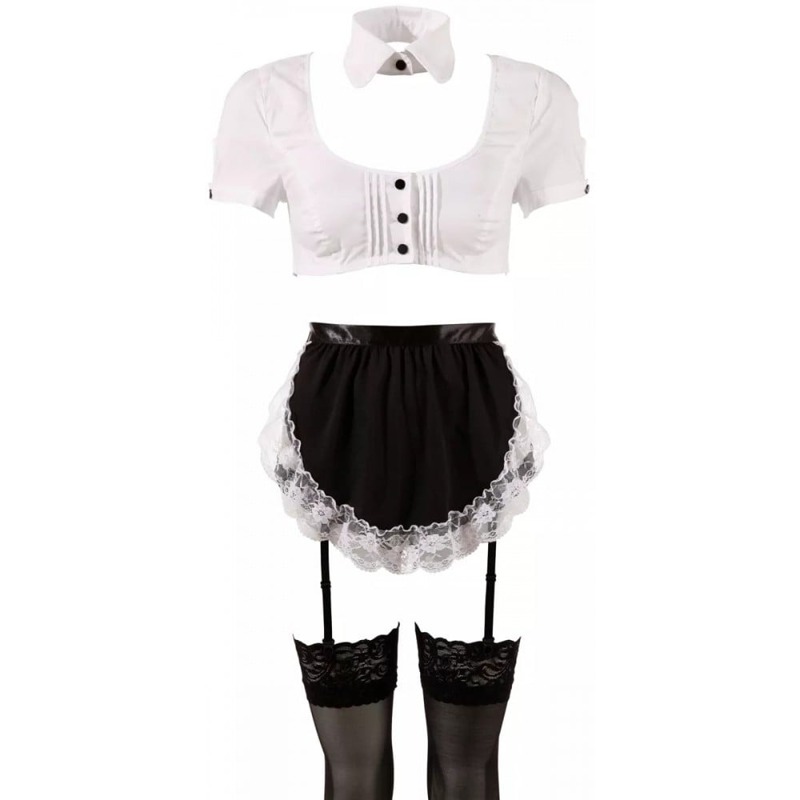 Костюм горничной Cottelli Collection Maid Set, 6 предметов, черно-белый, M