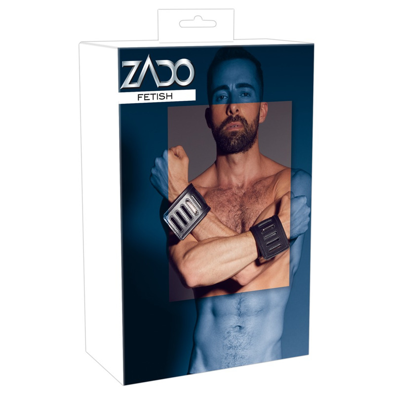 Мужские наручники кожаные ZADO Fetish Leather Wrist Restraints черные, S-L