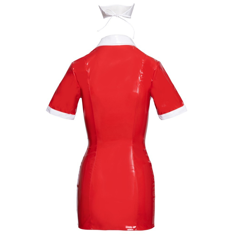 Костюм медсестры красный виниловый Black Level Vinyl Nurse 2 предмета, XL