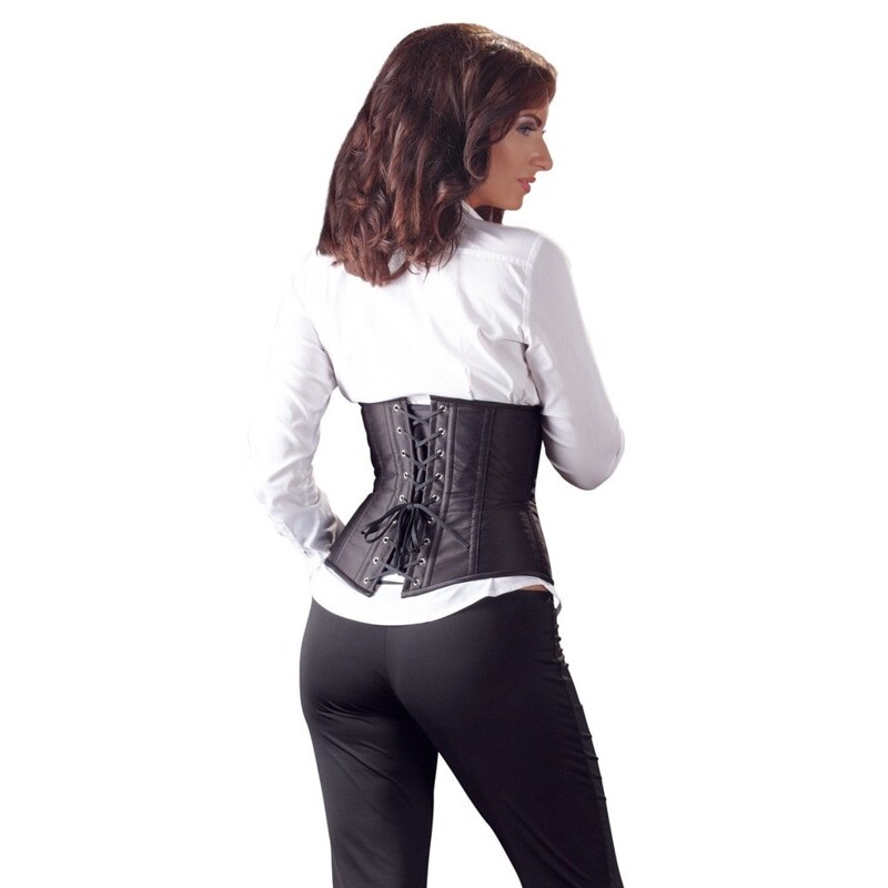 Корсет с открытым бюстом Cottelli Collection Corset Open Cup со шнуровкой, черный, M