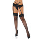 Чулки в мелкую сеточку Daring Intimates, с кружевом, черные