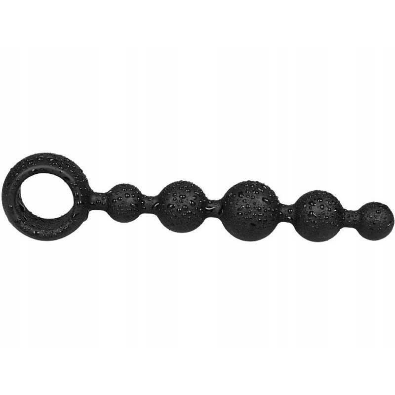 Анальная цепочка Joy Division Joyballs anal wave, силиконовая, черная, 17.5 см