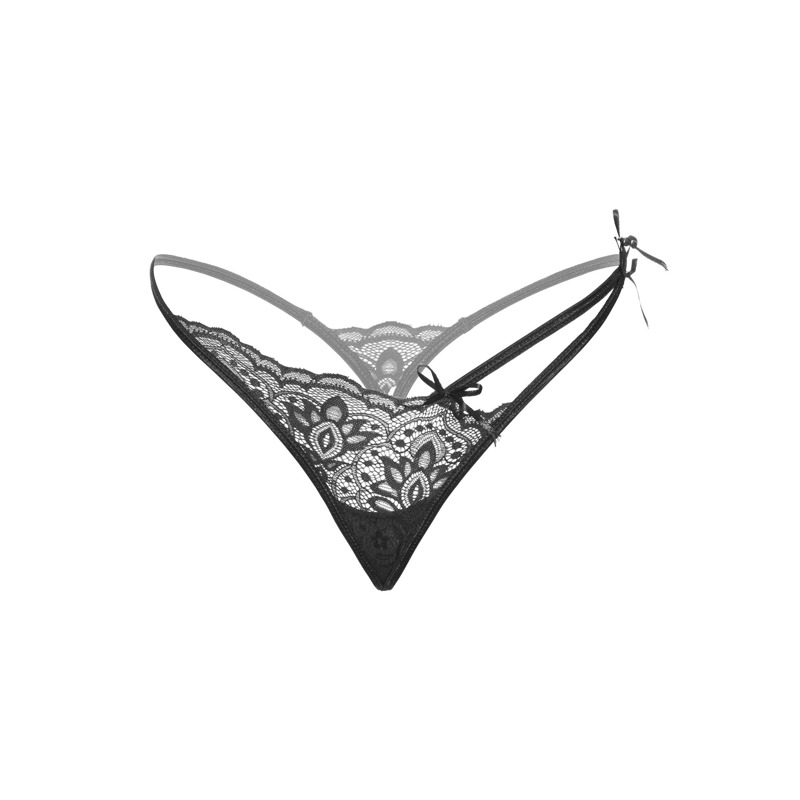 Стринги кружевные с акцентными шлейками по одной стороне Daring Intimates Gina черный, S/M
