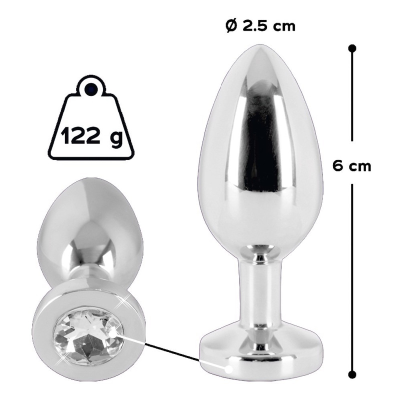Анальная пробка с камнем You2Toys Jewel Buttplug, серебристая, Small