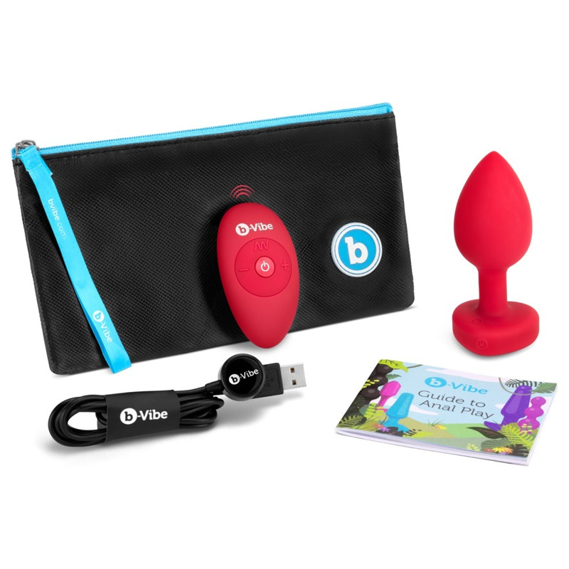 Анальная пробка с вибрацией и пультом управления B-Vibe Vibrating Heart Plug M/L Red