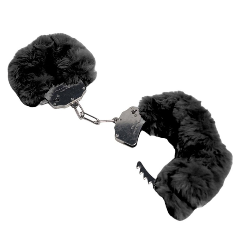 Наручники DS Fetish Plush handcuffs, металл с мехом, черные