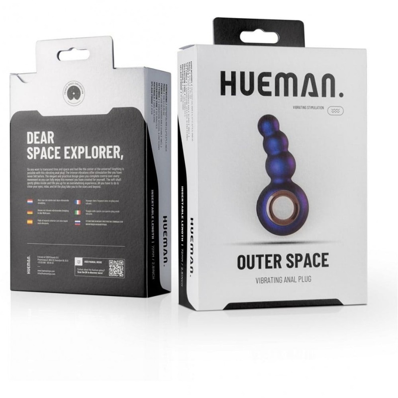 Анальная пробка с вибрацией Outer Space Hueman в виде елки с кольцом-держателем