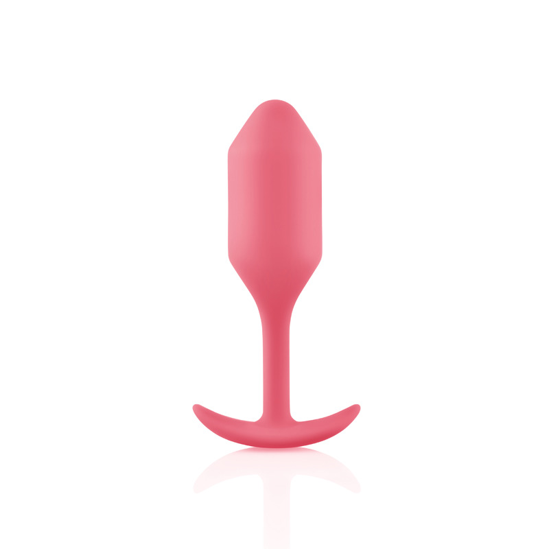 Бесшовная силиконовая анальная пробка с утяжелением B-Vibe - Snug Plug 2 коралловая