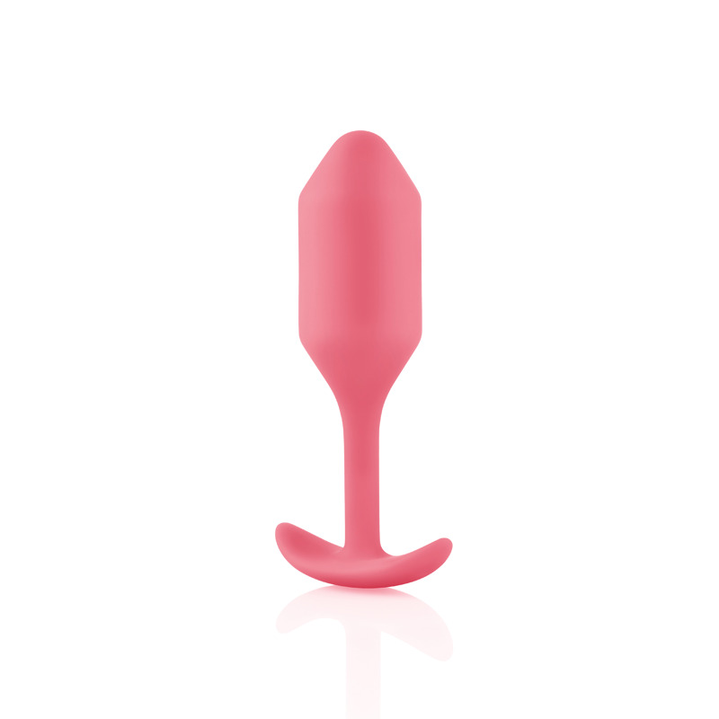 Бесшовная силиконовая анальная пробка с утяжелением B-Vibe - Snug Plug 2 коралловая