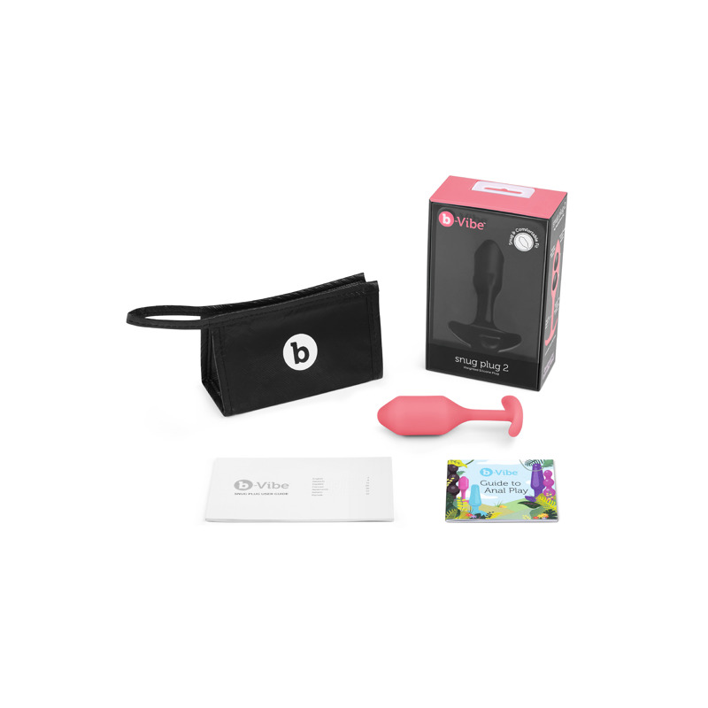 Бесшовная силиконовая анальная пробка с утяжелением B-Vibe - Snug Plug 2 коралловая