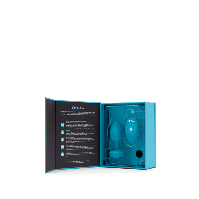 Анальная пробка с вибрацией и камнем B-Vibe - Vibrating Jewel Plug S/M, синяя