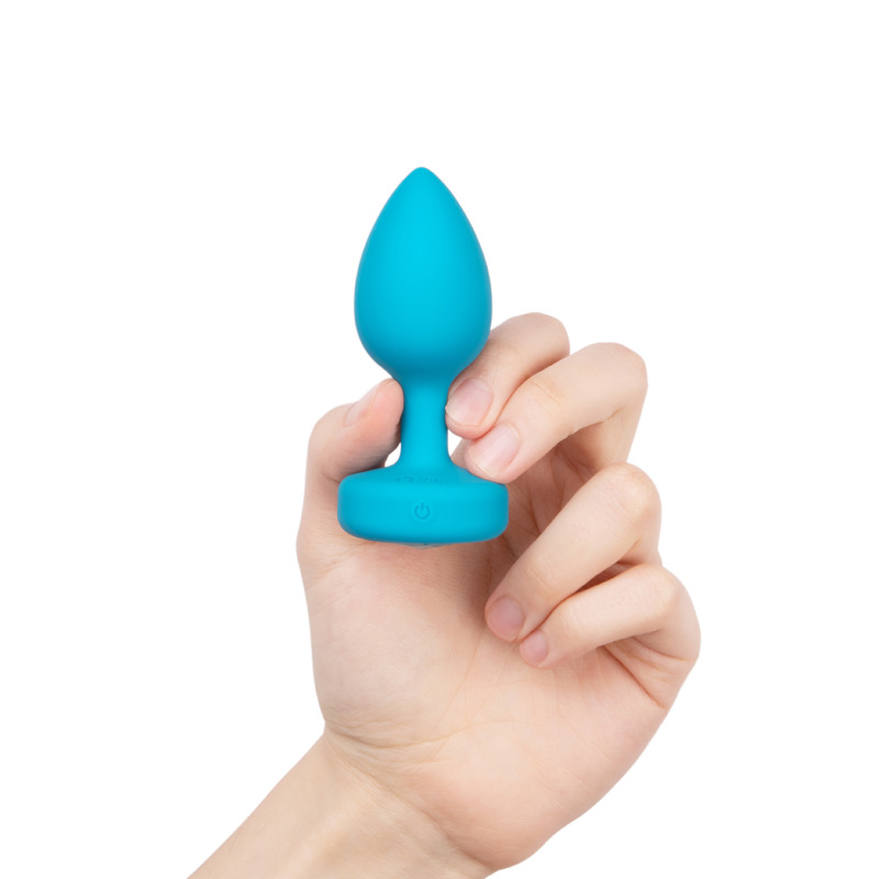 Анальная пробка с вибрацией и камнем B-Vibe - Vibrating Jewel Plug S/M, синяя