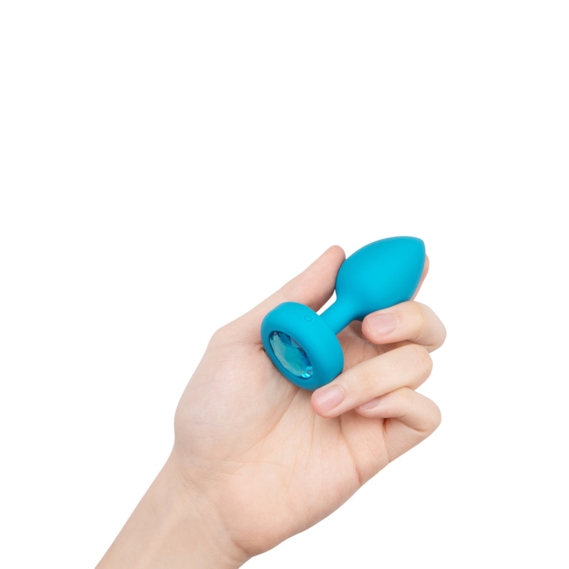 Анальная пробка с вибрацией и камнем B-Vibe - Vibrating Jewel Plug S/M, синяя