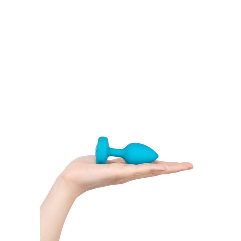 Анальная пробка с вибрацией и камнем B-Vibe - Vibrating Jewel Plug S/M, синяя