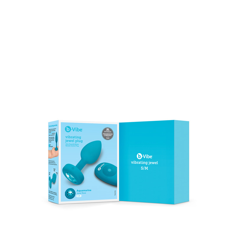 Анальная пробка с вибрацией и камнем B-Vibe - Vibrating Jewel Plug S/M, синяя