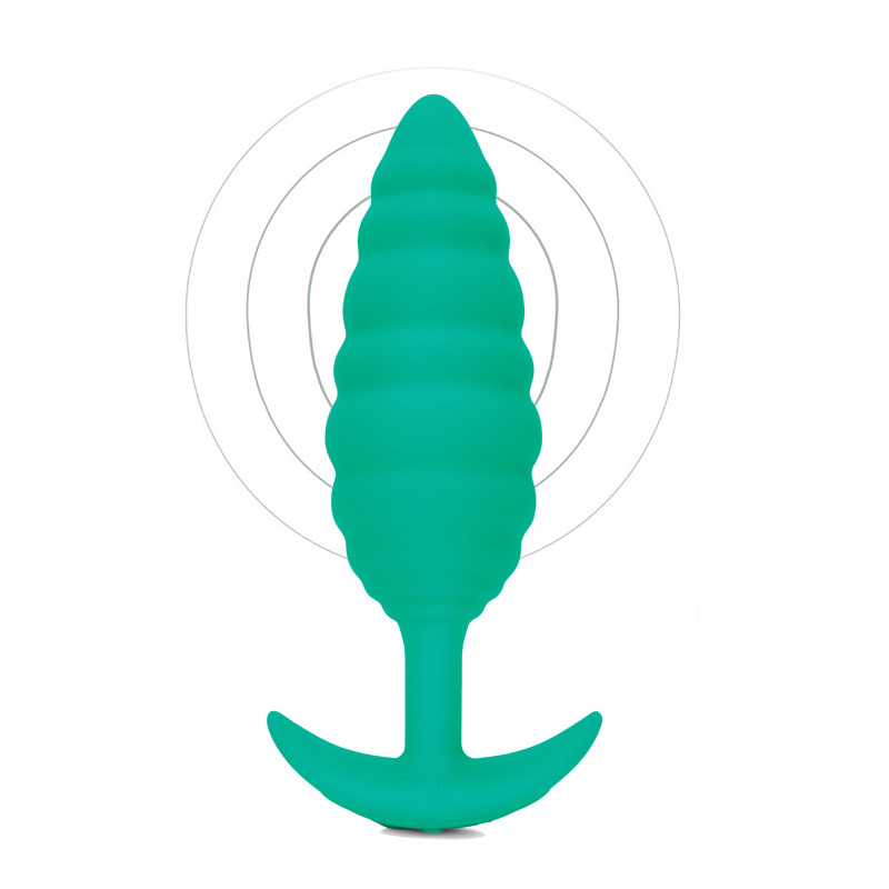 Анальная пробка с вибрацией, рельефная B-VIBE-TEXTURE PLUG TWIST, зеленая