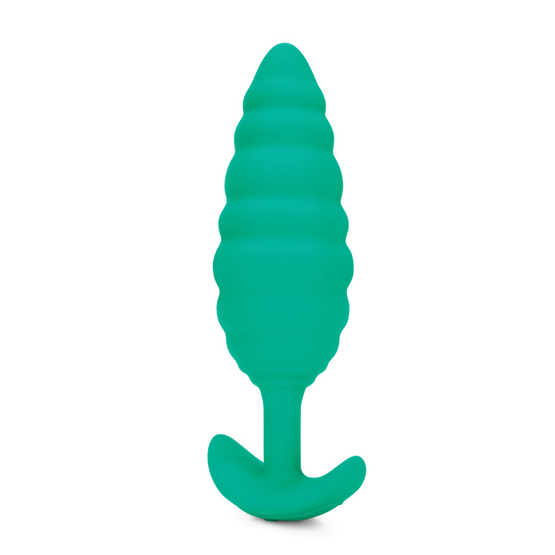 Анальная пробка с вибрацией, рельефная B-VIBE-TEXTURE PLUG TWIST, зеленая