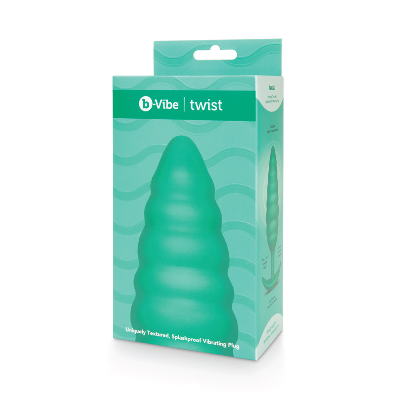 Анальная пробка с вибрацией, рельефная B-VIBE-TEXTURE PLUG TWIST, зеленая