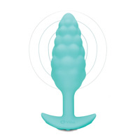 Анальная пробка с вибрацией B-Vibe Texture Bump, рельефная,голубая