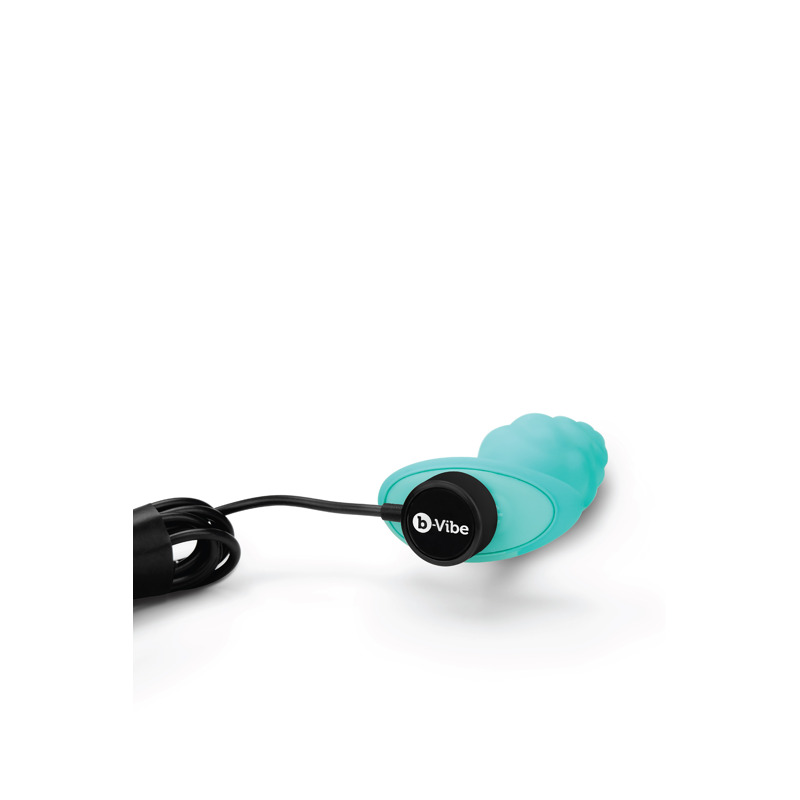 Анальная пробка с вибрацией B-Vibe Texture Bump, рельефная,голубая