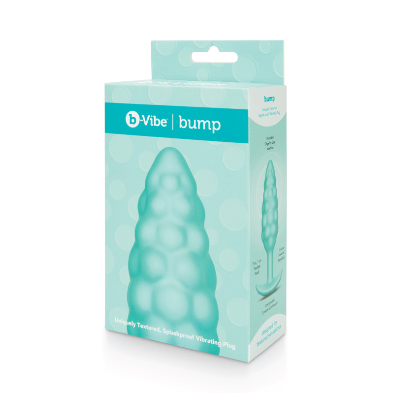 Анальная пробка с вибрацией B-Vibe Texture Bump, рельефная,голубая