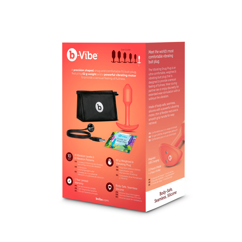Анальна пробка с вибрацией размер S B-Vibe Vibrating Snug Plug 1, оранжевая