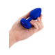 Анальная пробка с камнем и с вибрацией L/XL B-Vibe с дистанционным пультом управления, синяя
