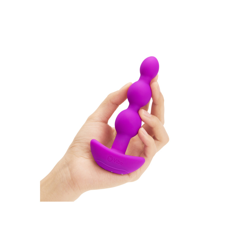 Анальные шарики с пультом, 2 мотора B-Vibe TRIPLET ANAL BEADS, фуксия