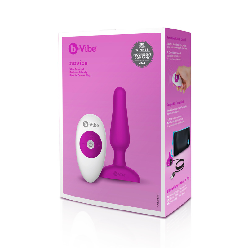 Анальная пробка с вибрацией b-Vibe Novice Plug Fuchsia, розовая