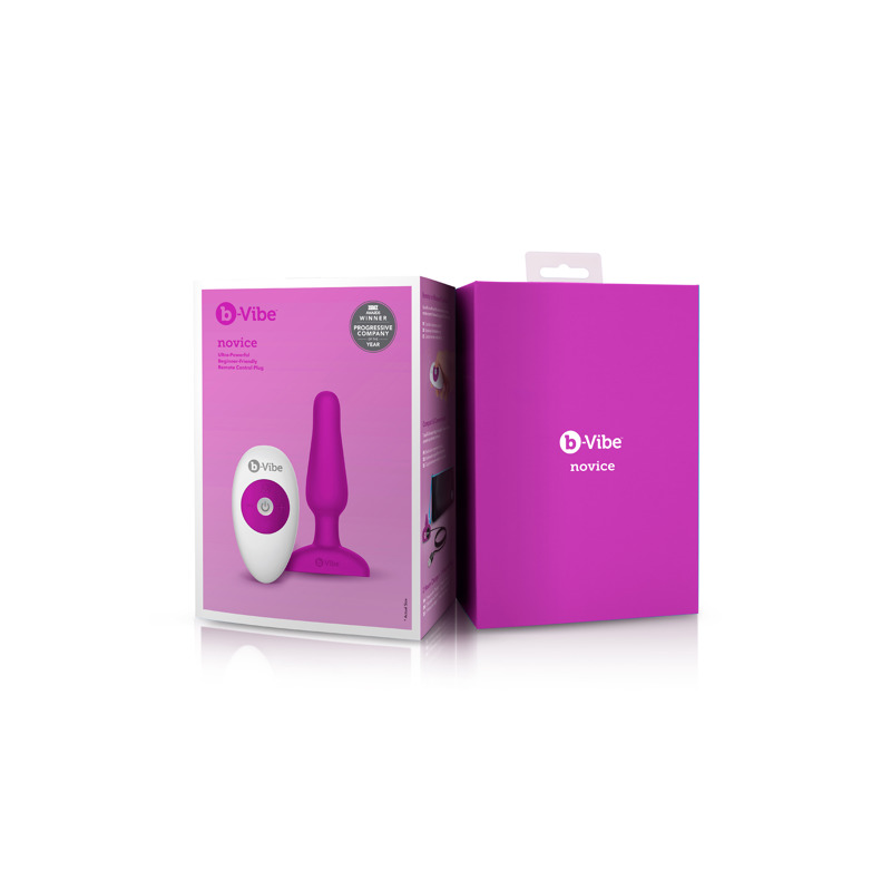 Анальная пробка с вибрацией b-Vibe Novice Plug Fuchsia, розовая