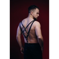Портупея-подтяжки мужская из натуральной кожи, черная, One Size