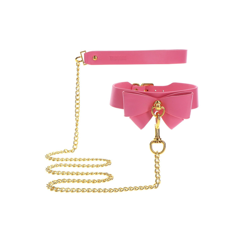 Ошейник с поводком Taboom Malibu Collar and Leash из веганской кожи, розовый