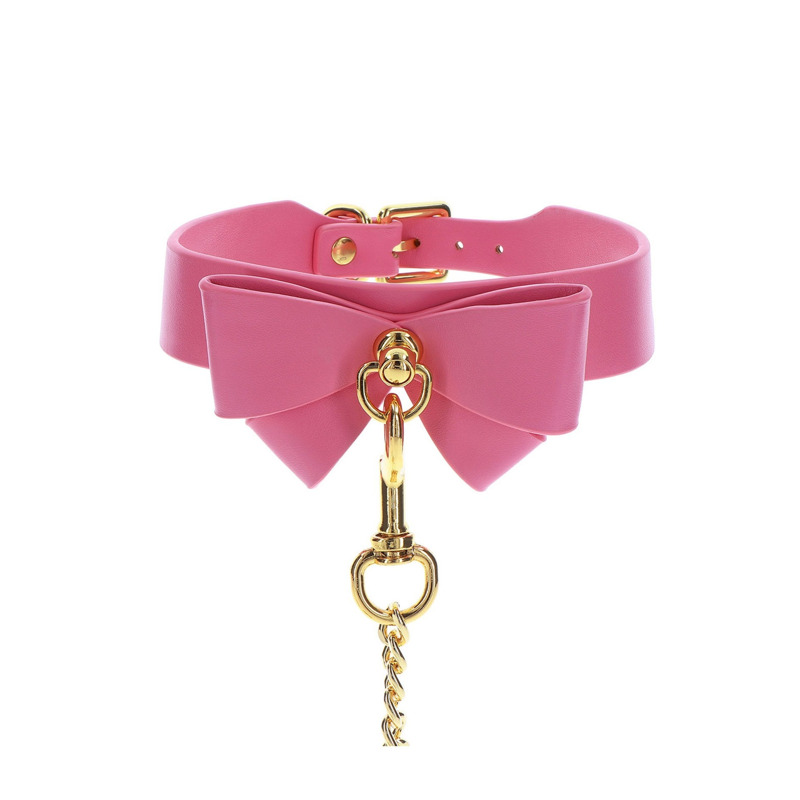 Ошейник с поводком Taboom Malibu Collar and Leash из веганской кожи, розовый