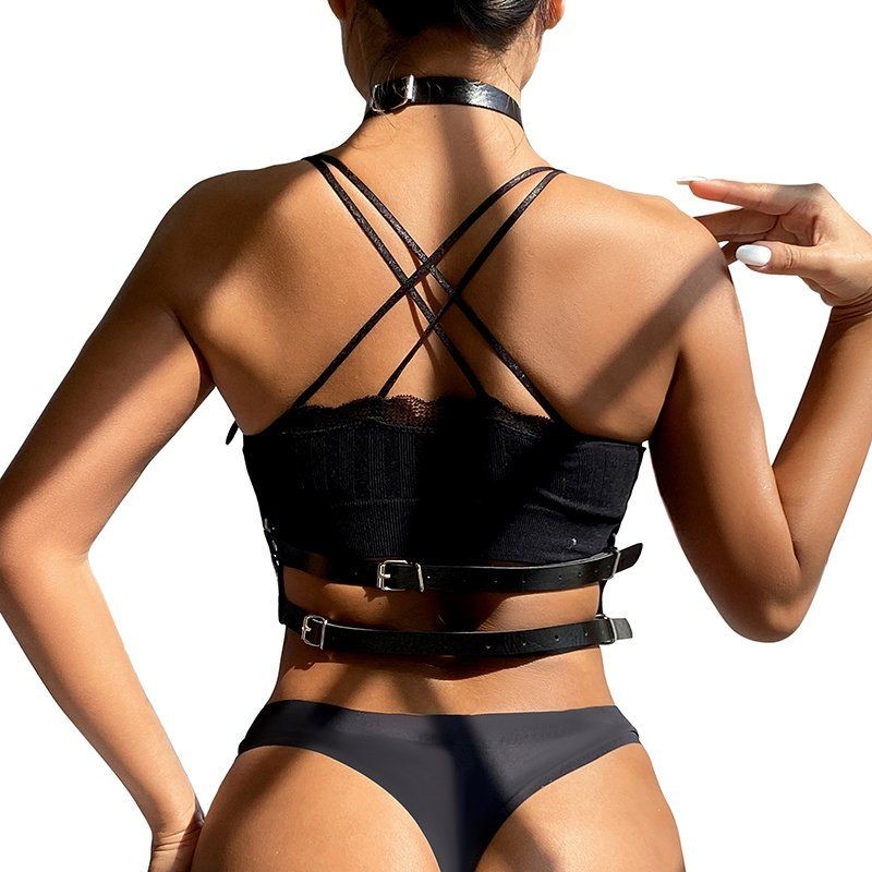 Портупея из искусственной кожи Star Night Leather Chest Harness Straps, черная