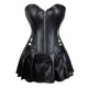 Корсет с юбкой Star Night Sexy Leather и трусиками в комплекте, черный, S