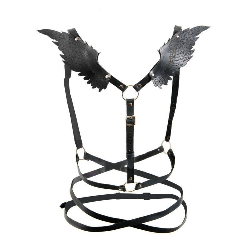 Портупея с крыльями Candy Hero "модель black Angel 2", эко кожа, ручная работа, красный