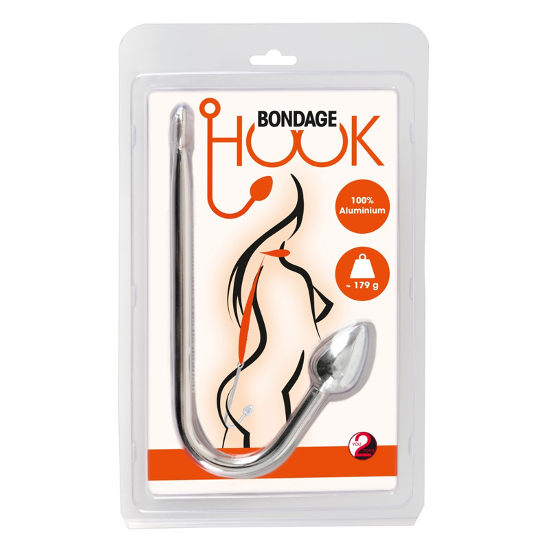 Крюк анальный металлический You2Toys Bondage Hook с кольцом для бондажа, серебристый