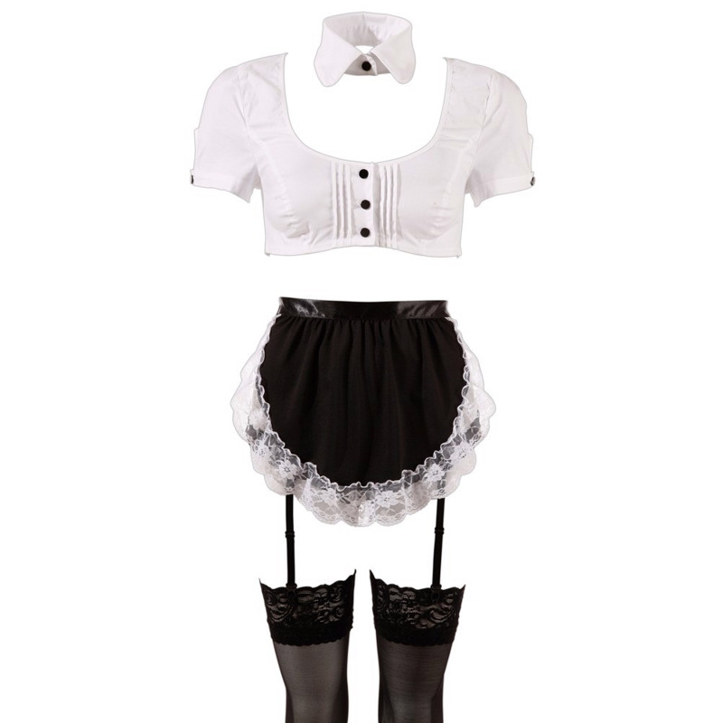 Костюм горничной Cottelli Collection Maid Set, 6 предметов, черно-белый, S