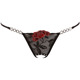 Стринги сексуальные Cottelli Collection String Rose с вышивкой и имитацией шнуровки, черные, M/L