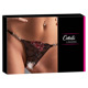 Стринги сексуальные Cottelli Collection String Rose с вышивкой и имитацией шнуровки, черные, M/L