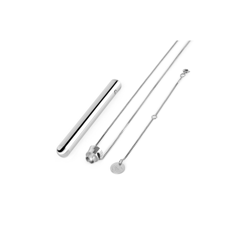 Вибропуля на цепочке Le Wand NECKLACE VIBE, металлическая, серебряная