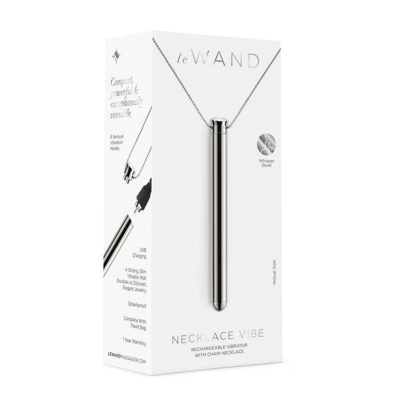 Вибропуля на цепочке Le Wand NECKLACE VIBE, металлическая, серебряная