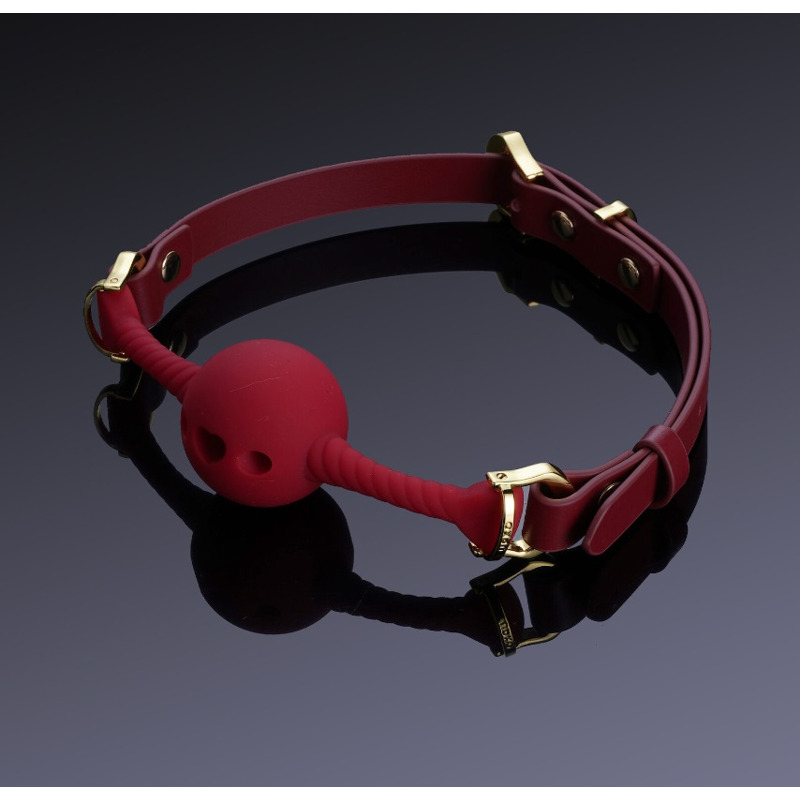 Кляп шарик с отверстиями в виде сердца UPKO Desire for Mouth Bondage Collection, красный