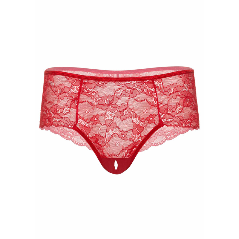 Трусики кружевные с открытым доступом Daring Intimates Ella, красный, S/M