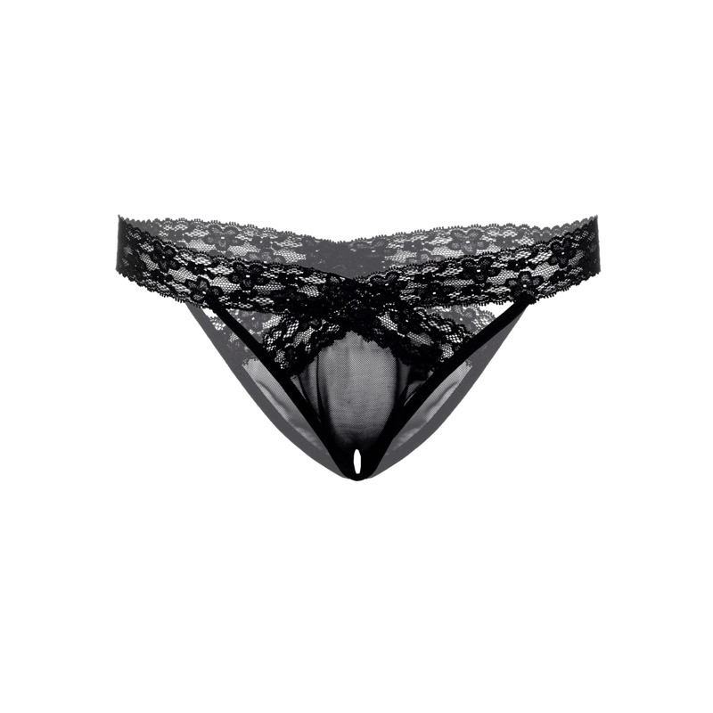 Трусики кружевные с открытым доступом Daring Intimates Alessandra, черный, S/M