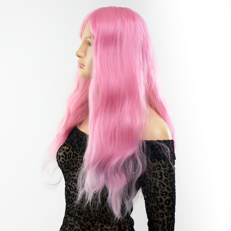 Парик длинный волнистый с челкой Fetish Hair розовый, 60 см