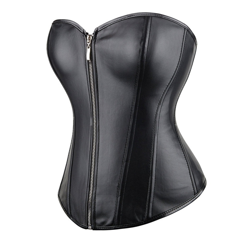 Корсет с застежкой молнией Star Night Sexy Leather и шнуровкой, черный, L (без коробки)